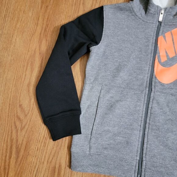 Nike Sportswear NSW Jacket Hoodie Gray Black Orange Club Fleece Unisex Kids 7 - Picture 4 of 5